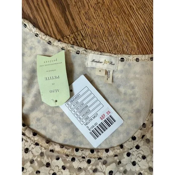 Anthropologie Womens Cream Lace Polka Dot Maxi Dress‎ Size Small Prairie Tiered - Picture 7 of 10